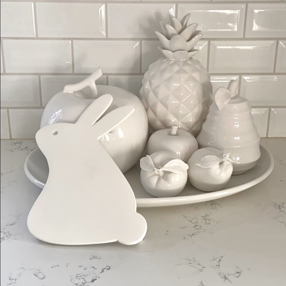 Crate&barrel White Bunny Trivet